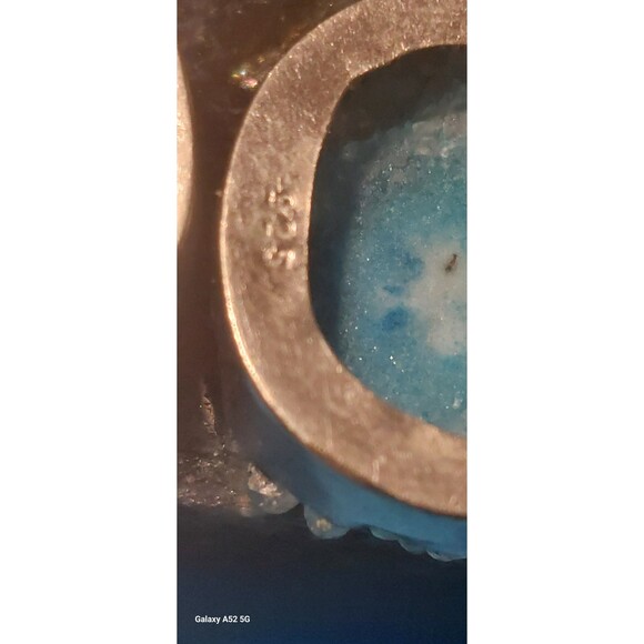 Blue druzy agate? Earrings with blue glass and faux pearl silver plated - Picture 7 of 9